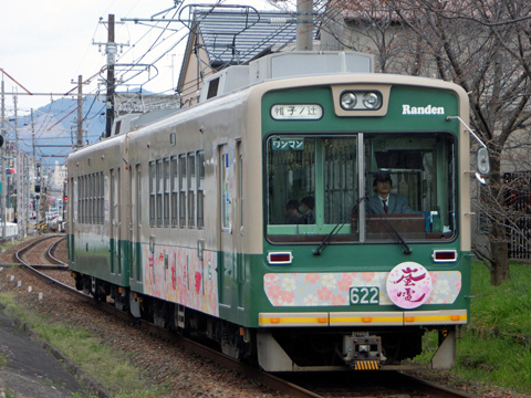 【京福】「桜電車」運転中